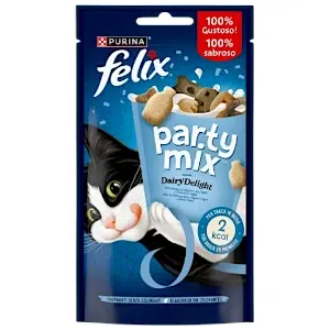 Friandises pour chat au lait, yaourt et fromage savoureux, Dairy delight, Party mix, Felix, Purina, 60g