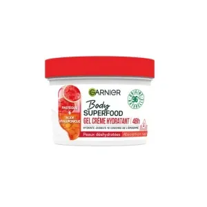 Gel crème hydratant pour le corps pour peaux déshydratées, Pastèque et acide hyaluronique, 48h, Body super food, Garnier, 380ml