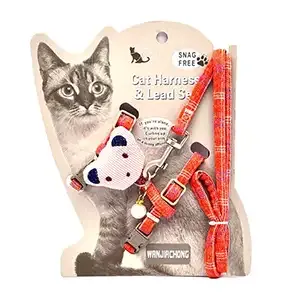 Harnais et laisse pour chat avec tête de chat, Pet Outlet