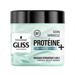 Masque hydratant 4 en 1 Soin miracle pour cheveux secs et abîmés, Protéine +, Gliss, Schwarzkopf, 400ml