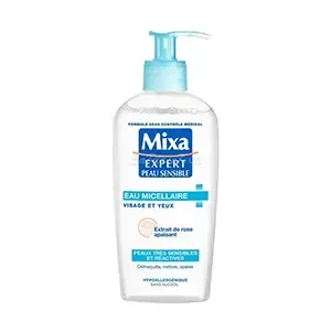 Eau micellaire pour peaux très sensibles et réactives à l'extrait de rose apaisant, Démaquillant, Sans alcool, Expert peau sensible, Mixa, 200ml