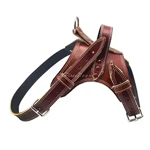 Harnais réglable en cuir pour chien