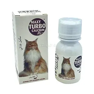 Multi-vitamines à base de calcium, complément alimentaire pour grands et petits chats, Renforce les dents et les os,  Maxy Turbo Calcium Mg+, Animaxy, 60ml