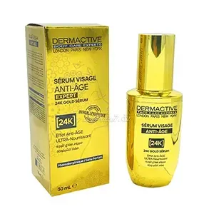 Sérum pour visage anti-age, Ultra nourrissant, 24K Gold serum, Hypoallergénique, Sans parfum, Dermactive, 30ml
