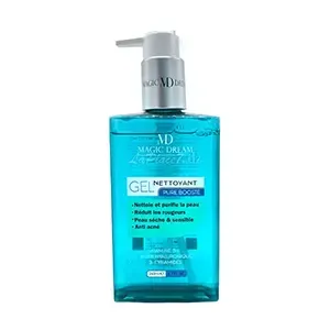 Gel nettoyant pour peau sèche et sensible, Nettoie et purifie la peau et  réduit les rougeurs, A la vitamine B5, Acide hyaluronique et 3-cyramides, Anti acné, Pure Booste, Magic Dream, 240 ml