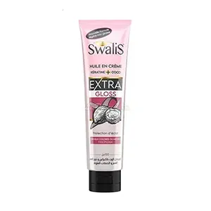 Huile en crème à la kératine et coco pour cheveux colorés et méchés, Extra gloss, Swalis, 150ml