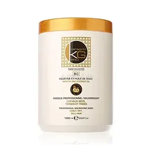 Masque professionnel nourrissant sans sulfates à la kèratine et huile de coco pour cheveux secs, ternes et frisés, BC, Keragold, 1000ml