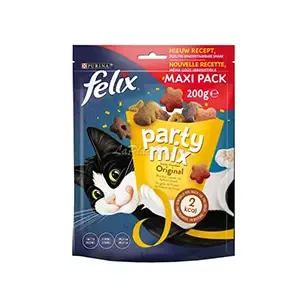 Friandises snacks pour chat au poulet, fois et dinde, Party mix, Felix, Purina, 200G