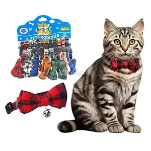 Collier pour chat en tissu avec papillon