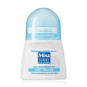 Déodorant à bille pour femme anti-transpirant 48H, Anti-traces pour peaux sensibles ou épilées, 0% Alcool, Hypoallergénique, Expert peau sensible, Mixa, 50 ml