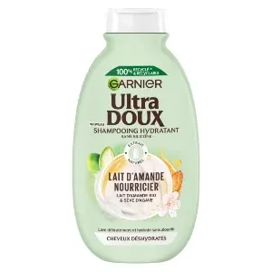 Shampoing hydratant pour cheveux déshydratés, Lait d'amande bio et sève d'agave, Sans silicone, Lait d'amande nourricier, Ultra Doux, Garnier, 250ml