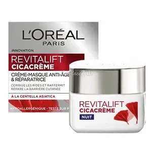 Crème-masque de nuit anti-âge et réparatrice à la centella asiatica, Cicacrème, Revitalift,  L'Oréal, 50ml