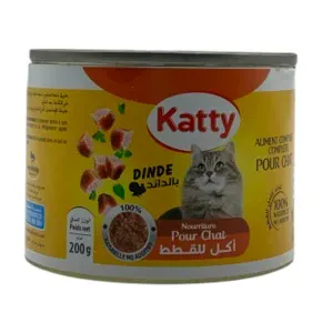 Aliment pour chat complet, Dinde, Katty, 200g