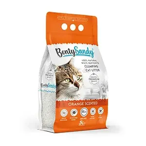 litiére pour chat agglomèrante, parfumée à l'orange, Benty Sandy, 5L