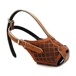 Muselière réglable en cuir pour grand chien avec motifs, Rottweiler