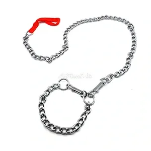 Laisse et collier en métal avec poignée en tissu pour chien, 120cm