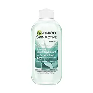 Lait démaquillant végétal hydratant à l'extrait d'Aloe pour peaux normales à mixtes, Sans paraben, Sans silicone, Sans colorant synthétique, SkinActive, Garnier, 200ml