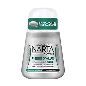 Déodorant à bille pour homme, Anti odeurs et humidité, Efficacité minérale 48H, Pierre d'alun, Narta, 50ml