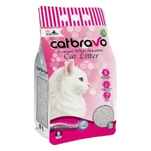 Litière pour chat au parfum doux de bébé, bentonite blanche premium, Catbravo, 5L