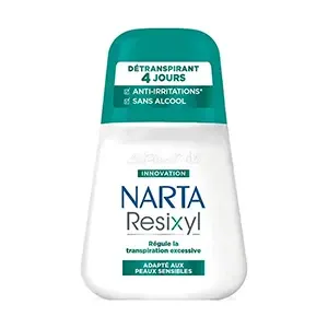 Déodorant à bille pour femme, adapté aux peaux sensibles, Régule la transpiration excessive, détranspirant 4 jours, Anti-irritations, Sans alcool, Resixyl, Narta, 50ml