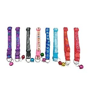 Collier pour chat réglable en tissu a motifs avec clochette, King tome