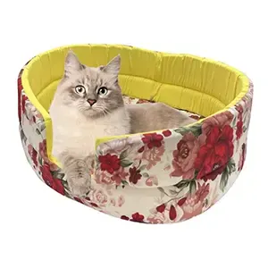 Lit de couchage pour chat à fleurs roses, 42cm