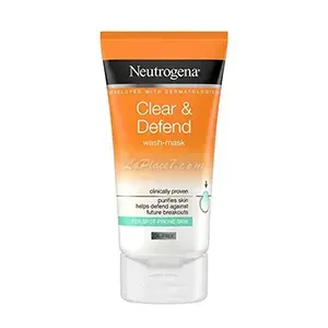 Masque et nettoyant visage pour les peaux sujettes aux boutons, Clear & Defend, Neutrogena