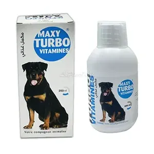 Multi-vitamines pour grands et petits chiens, compléments alimentaires, Renforce les muscles, les os et favorise une peau saine, Maxy Turbo Vitamines, Animaxy, 250ml