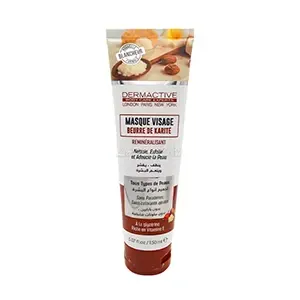 Masque visage reminéralisant au beurre de karité pour tous types de peaux, Nettoie, exfolie et adoucie la peau , Dermactive, 150ml