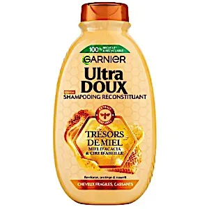 Shampooing reconstituant pour cheveux fragiles et cassants, Miel d'acacia et cire d'abeille, Trésore de miel, Ultra doux, Garnier, 250ml