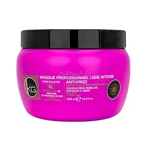 Masque professionnel sans sulfates lisse intense anti-frizz pour cheveux secs, rebelles, difficiles a lisser, XL, Keragold