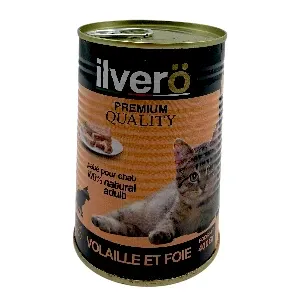 Aliment complet pour chat adulte, Volaille et foie, Ilvero, 400g
