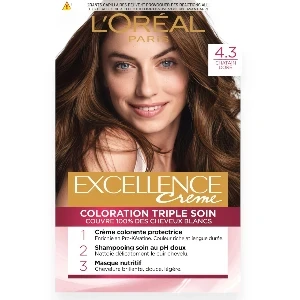 Coloration pour cheveux, Excellence crème, L'Oréal, 4.3 Chatain doré