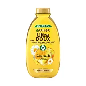 Shampoing illuminant pour cheveux blonds à la camomille et miel de fleurs, Sans silicone , Ultra doux, Garnier, 250ml