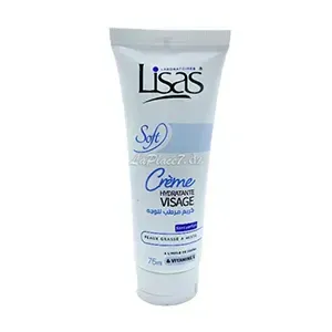 Crème hydratante pour visage à l'huile de jojoba et vitamine E, pour peaux grasse a mixte, Sans parfum, Soft, Lisas, 75 ml
