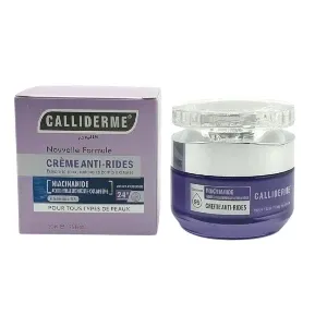 Crème anti-rides pour tous types de peaux, Niacinamide, acide hyaluronique, collagène et vitamine B, 24h, Calliderme, 50ml