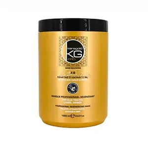 Masque professionnel régénérant sans sulfates  à la kératine et extrait d'ail pour cheveux traités, lissés et abimés, AB, Keragold, 1000ml
