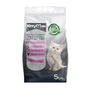 Litière agglomérante blanche pour chat Baby powder scented, Kitty Max, 5L