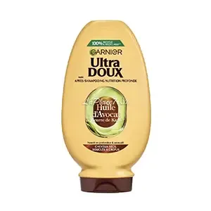Après-shampoing nutrition profonde pour cheveux secs et bouclés à crépus, Pure huile d'avocat et beurre de karité, Sans silicone, Ultra Doux, Garnier, 250 ml