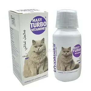Multi-vitamines pour grands et petits chats, compléments alimentaires, Renforce les muscles, les os et favorise une peau saine, Maxy Turbo Vitamines, Animaxy, 125ml