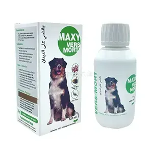 Anti-parasitaire complément alimentaire pour grands et petits chiens, lutte contre les vers et prévention des infections parasitaires, Maxy vers mort, Animaxy, 125ml