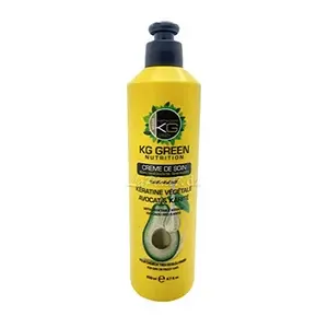 Crème de soin KG Green pour cheveux trés secs et frisés à la kératine végétale, avocat et karité, Sans rinçage, Sans sulfates, Sans silicone, Keragold, 200ml