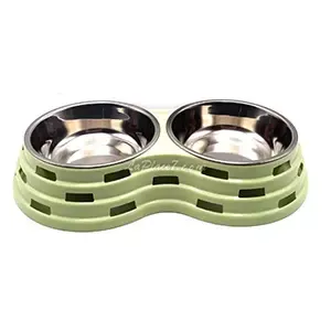 Gamelle double pour chien et chat avec bols en inox