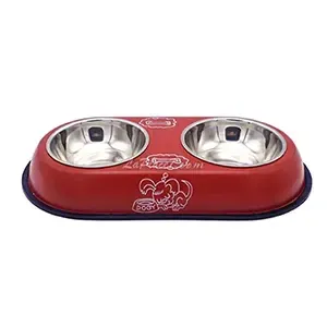 Gamelle double pour petit chien et chat avec bols en inox