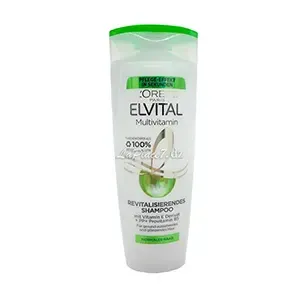 Shampoing revitalisant pour cheveux normaux, Avec dérivé de la vitamine E+ PP et provitamine B5, Multivitamine, Elvital, L'Oréal, 300 ml