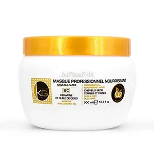 Masque professionnel nourrissant sans sulfates à la kératine et huile de coco pour cheveux secs, ternes et frisés, BC, Keragold, 500ml
