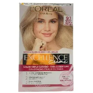 Coloration pour cheveux, Excellence crème, l'Oréal, 9.1 Blond très clair cendré