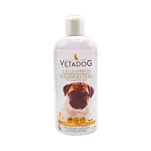 Shampoing antiparasitaire 2 en 1 pour chien, Poils longs et mi-longs, Vetadog