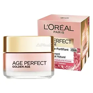 Crème de jour pour visage, Soin rose re-fortifiant pour peaux matures et ternes, Anti-Relâchement, Réactive l'éclat naturel, Golden age, Age Perfect, L'Oréal, 50ml