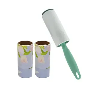 Rouleau à charpie avec 2 recharges supplémentaires pour ramasser les poils des animaux avec motif fleurs